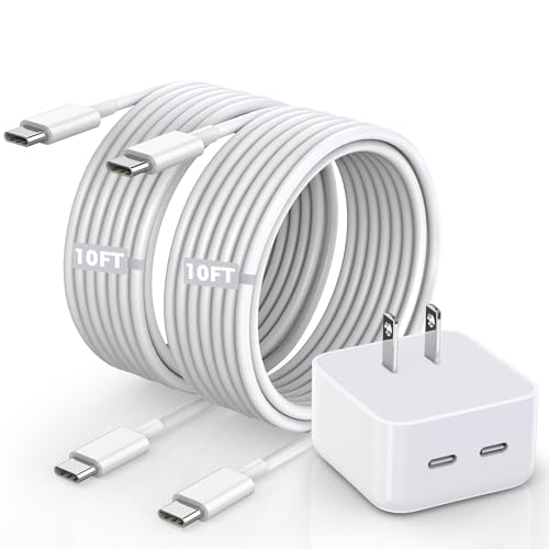 Fast iPhone 15 Charger,40W Dual USB C Fast Charging Block Adapter 2Pack 10FT Long USB C to C Charging Cable for iPhone 15/iPhone 15 Pro/iPhone 15 Pro Max//iPad Mini 6/iPad Air5/4,iPad Pro 12.9/iPad 10