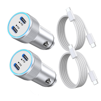 iPhone 15 Car Charger, 2Pack 40W Dual Port USB C Car Charger Adapter+ 2Pack 60W USB C to C Cable Fast Charging Syncing Cord for iPhone 15/15 Pro/15 Pro Max/15 Plus,iPad Pro/iPad Mini 6/iPad Air